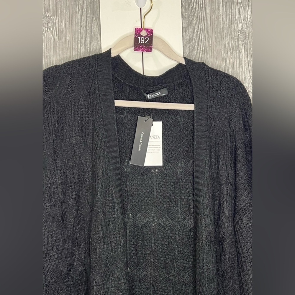 B13.11 NWT Zanzea Open Long Cardigan/Duster Black XXL - Picture 2 of 5